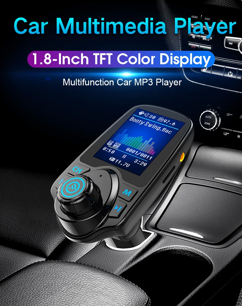 Автомобильный MP3-плеер, Bluetooth 5,0, fm-передатчик, u-диск, TF, aux, музыкальный плеер, USB, быстрое автомобильное зарядное устройство, произвольная игра, громкая связь, телефон