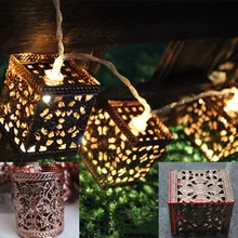 HANMIAO 20 светодиодный/2,2 м светодиодный гирлянда с питанием от аккумулятора Ретро металлическая железная клетка фонарь светодиодный свет шнура вечерние Свадебные Рождественские огни