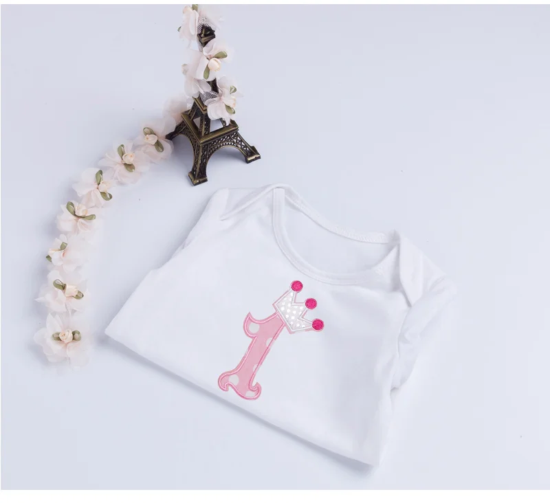 Baby Girls Cotton Rompers 1st Birthday Party Costumes Newborn Cotton Jumpsuit Infant Cartoon Appliques Pajamas Toddler Clothes cheap baby bodysuits