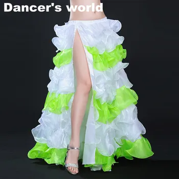 

Hot-Sale Professional Belly Dance Skirt 10 Colors Sexy Long Flamenco Skirt Side Split for Women Girls Belly Dance Costume Skirt