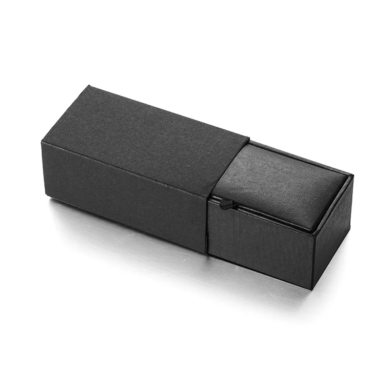 CHUKUI Custom Black Paper Cufflink Box Velvet Inner Jewelry Box Cuff Links Carrying Case Wholesale (1)