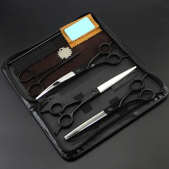 

5 kit Professional Japan steel 7 '' pet dog grooming hair scissors pet cutting barber dog thinning shears Hairdresser scissors