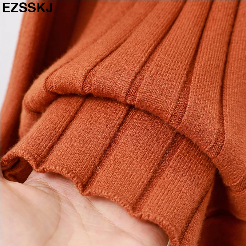 elegant Long sleeve OL O-neck long Sweater dress women Thick knit Autumn Winter dress female Slim A-line basic dress casual pink dress