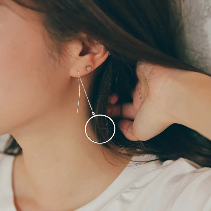 Корейское Настоящее серебро 925 пробы, Длинные круглые серьги с кисточками для женщин, горячая мода, Стерлинговое Серебро-ювелирные изделия brincos pendientes