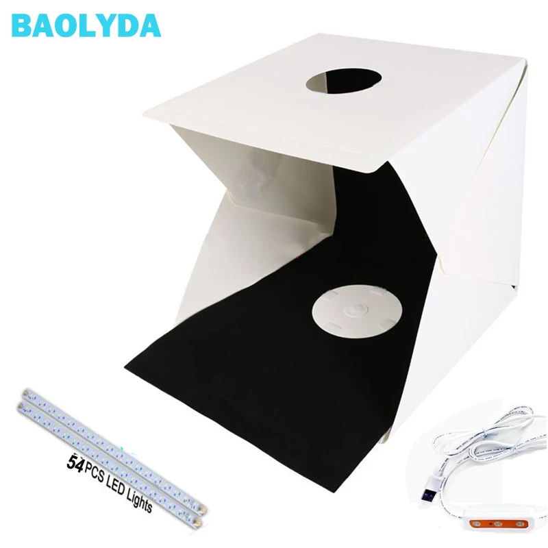 

Baolyda 54 LED Folding Lightbox 30*30 Portable Photography Photo Studio Soft Box Adjustable Brightness Light Box For DSLR Camera