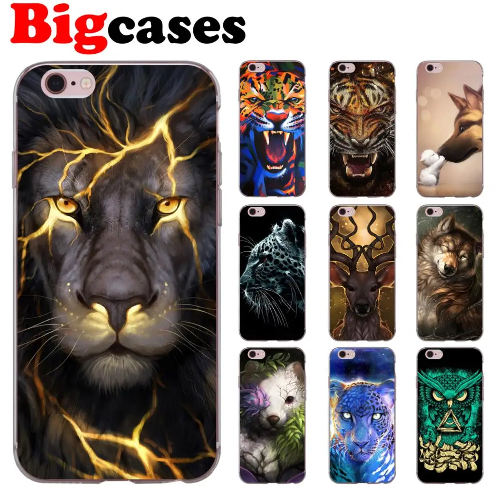 Чехол для iphone XS Max XR X 8 7 6 6S Plus 5 5S SE 5C 4S из мягкого ТПУ силикона с крутым львом тигром