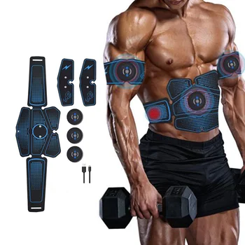 

Abs Stimulator Muscle Trainer Equipment with 16 Gel Pads, EMS Abdominal Toning Belt for Men and Women, Arm and Leg Trainer