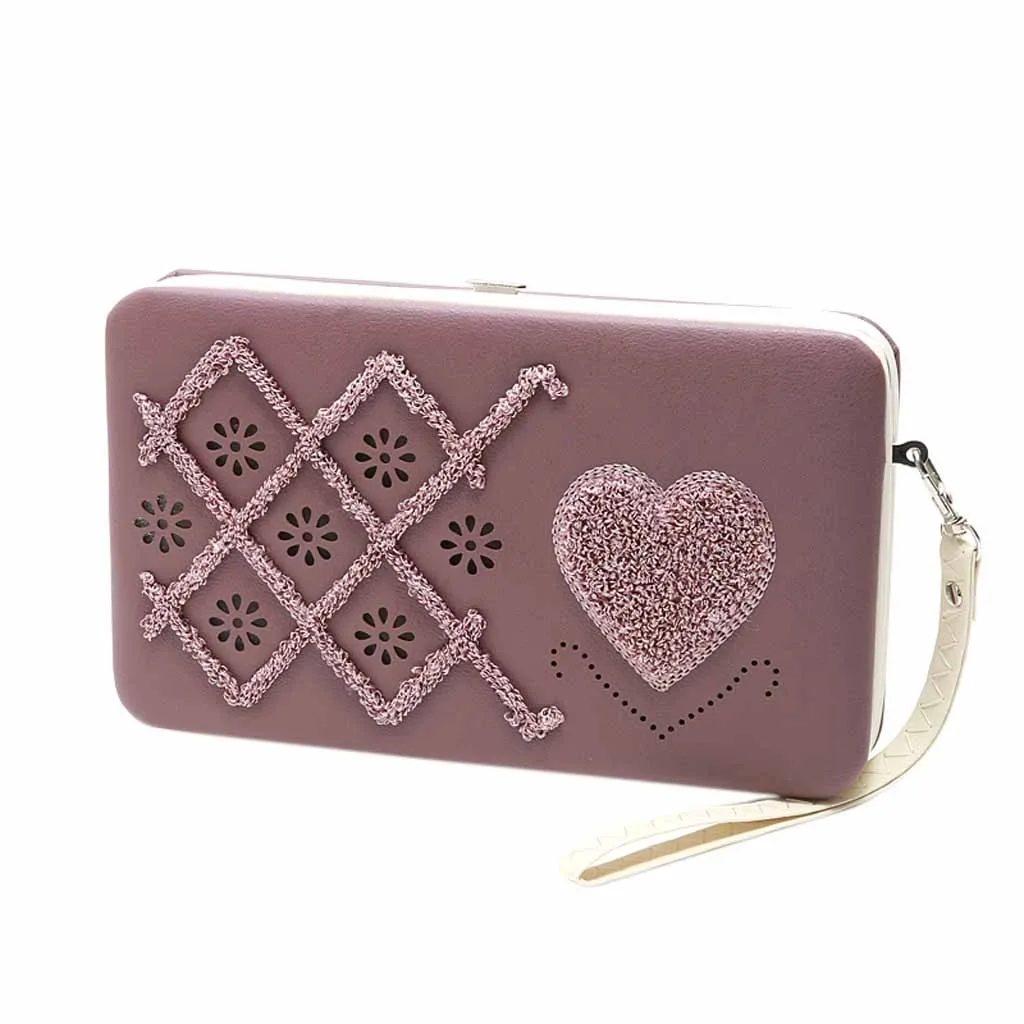 Кожаный женский длинный кошелек для ланча коробка кошелек вечерняя посылка Мобильный телефон сумка Кошелек Сумочка Кошелек женский - Цвет: Purple