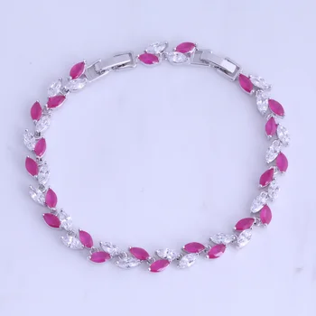 

Love Monologue Valuable Red Rose & White Cubic Zirconia Link Bracelets for Wedding Chain Length 19.5CM X0501 Free Jewelry Bag
