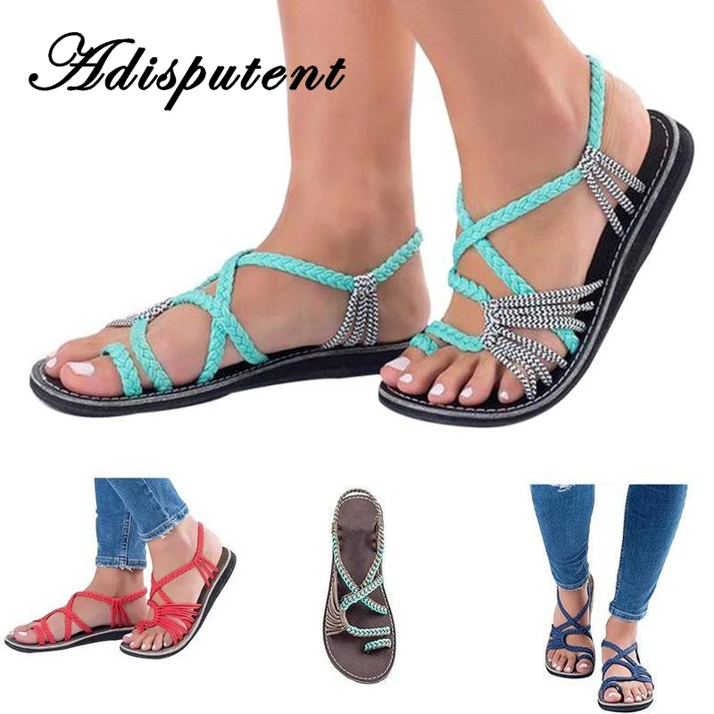 

MoneRffi Women Beach Outdoor Sandals Breathable Wearable Slippers -Flop Thong Slipper Knitted Cross Toe Summer Sandals 2019