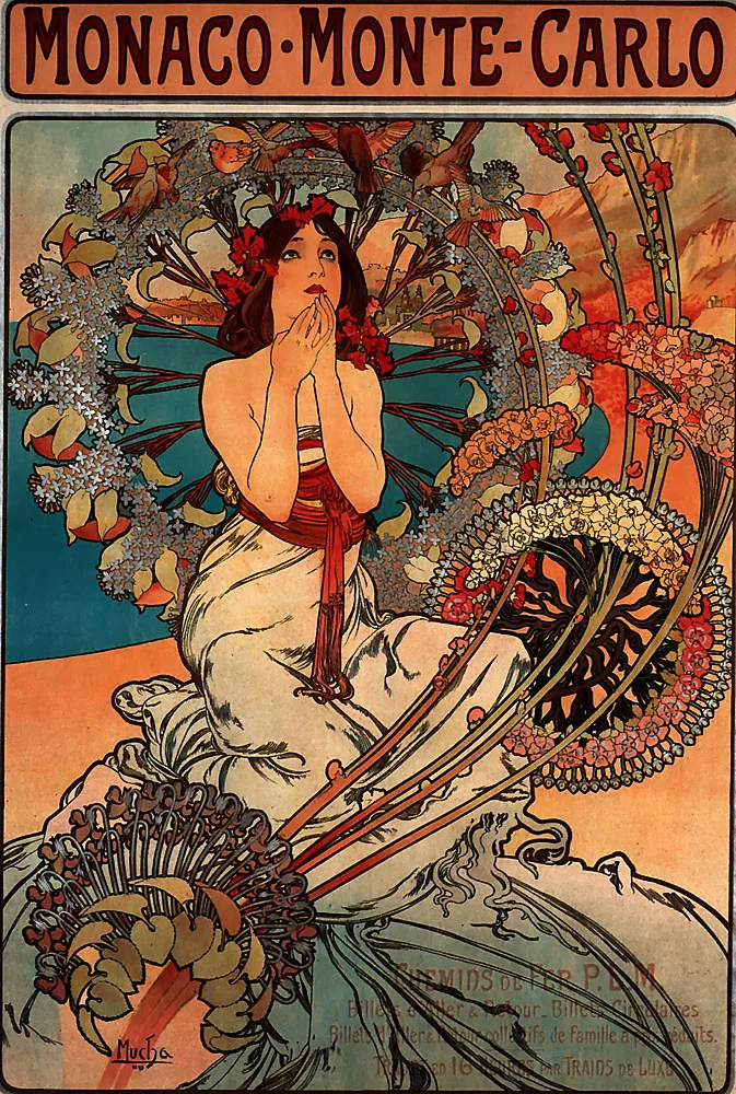 

Alphonse Mucha Painting Monaco Monte Carlo 1897 Classic Canvas Paintings Vintage Wall Posters Stickers Home Decor Gift