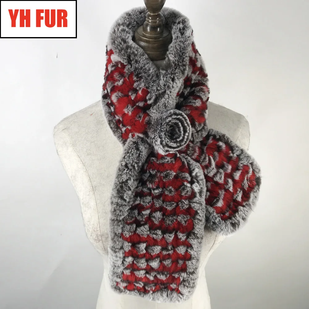 

2019 New Style Real Natural Rabbit Fur Scarf Women Winter Warm Knitted Rex Rabbit Fur Ring Scarf Real Rabbit Fur Scarves Shawl