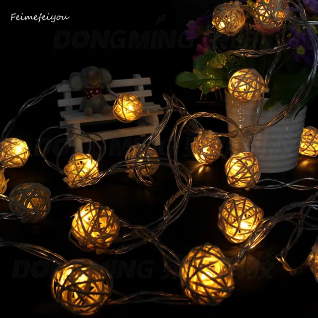 10leds 1m 5cm rope lights christmas decoration ornaments wedding party hand weaved rattan ball lantern string christmas rope lighting m53 christmas