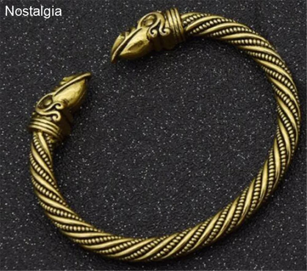 Ностальгия Vikingos Odin Ворон головок Pulseira Викинг ювелирные изделия мужские руки манжеты открытым ногтей браслет Vikingo не браслет Jwelry для Для женщин