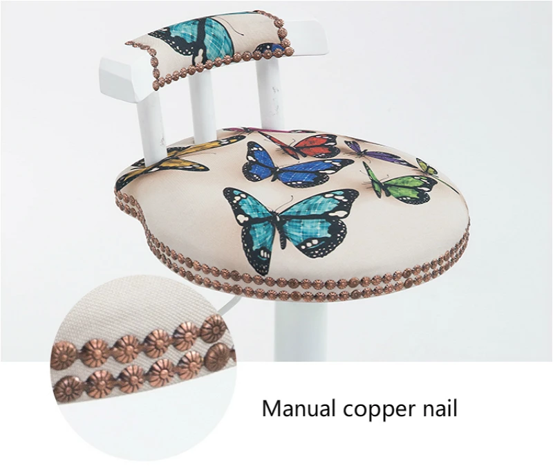 PU Seat Rotated Bar Chair with Backrest Household Lifted Simple Multi-function Leisure High Stool Creative Printing Bar Stool PU Seat Rotated Bar Chair with Backrest Household Lifted Simple Multi-function Leisure High Stool Creative Printing Bar Stool