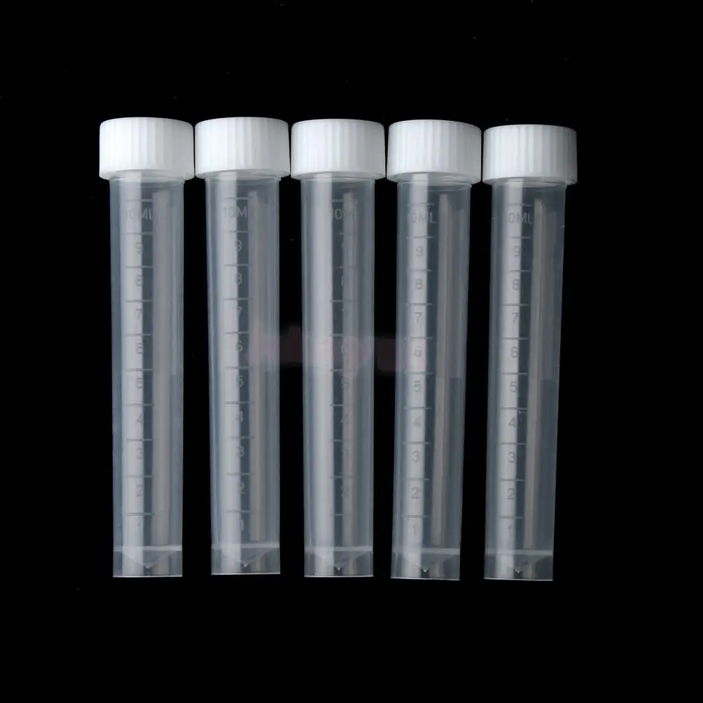 

5Pcs 10ml Empty Plastic Graduated Cryovial Test Tube Sample with Screw Cap