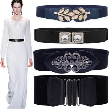 

New free shipping stretch wide waist fashion gold large buckle belt girdle female Body sculpting cummerbund elastic solid women