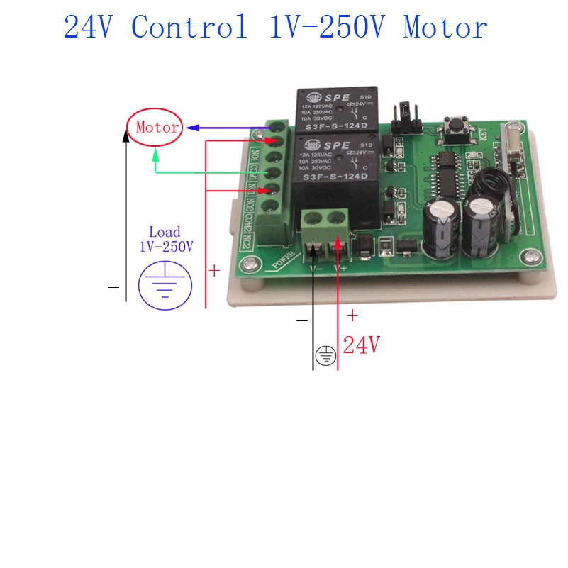 24V 2Channe Switch Relay Wireless Remote Control Relay Module 24V 2CH Transmitter Receiver-3