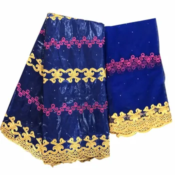 

African Lace Fabric Bazin Riche Fabric 2019 New Design Embroidered Bazin Riche Getzner With Tulle Lace Set for dress ky82-21