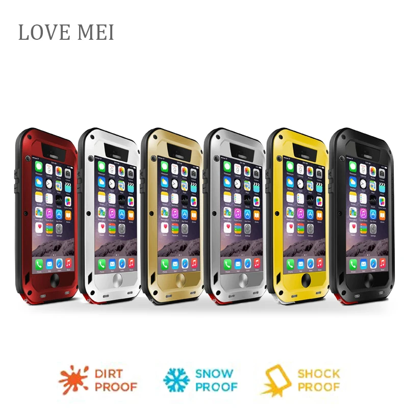 for iphone 6s Love Mei Waterproof Shockproof Gorilla Glass Metal Aluminum phone Case Cover For iphone