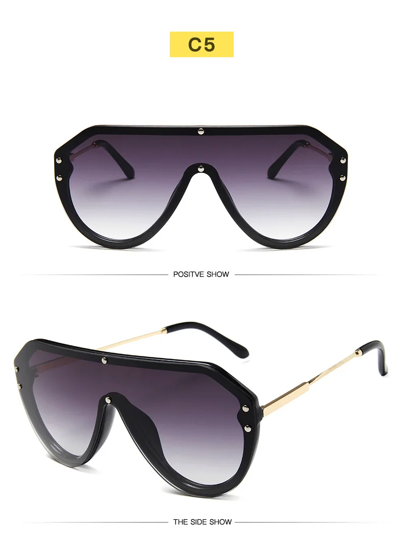 Одна линза солнечные очки с заклепками мужские и женские Модные Оттенки UV400 Винтажные Очки 47987