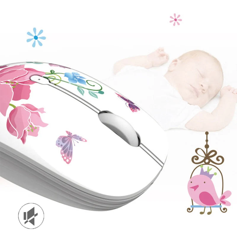 Ceny 2.4G USB bezprzewodowa cicha mysz 1600DPI śliczna różowa mysz do gier dla Macbook Lenovo ASUS DELL laptop hp myszki komputerowe dziewczyny kobiety strona główna