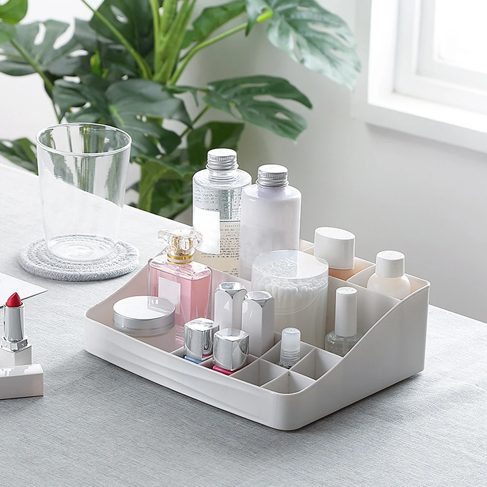 

Home Cosmetic Eco-friendly Bathroom Makeup Organizer Solid Holder Compartment Storage Box Large Capacity Container Desk Case PP
