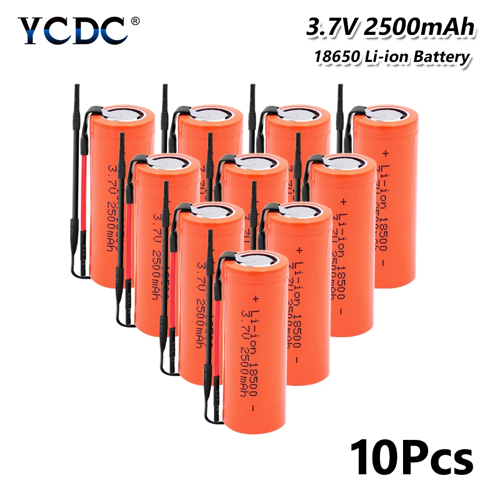 

Rechargeable 3.7V 2500mAh Batteries Li-Po Lithium high-discharge high current + DIY Linie 18500 Li-ion Battery for flashlight