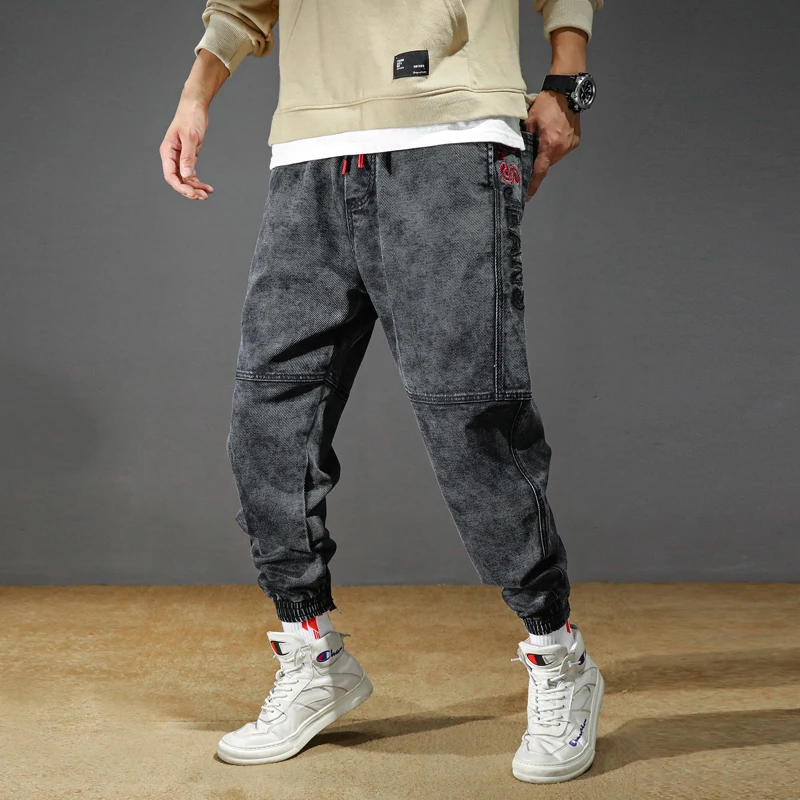 Goede Mannen Jeans Plus Size Elastische Losse Tapered Harem Jeans Katoen Ademend Denim Jeans Baggy Jogger Casual Broek 42 Jeans