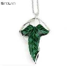 New Fashion Jewelery Movie Lord Of Rings Elves Green Leaf Pendant Brooch / Necklace Dual – Use Long Chain Necklace For Women