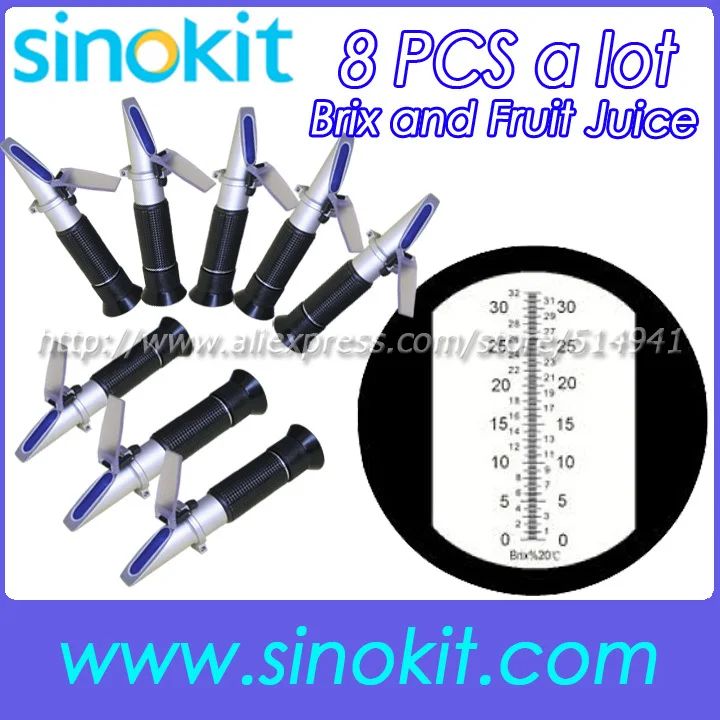 

8pcs Per Lot CE Certification 0-32% Brix Hand-held Refractometer RHB-32brixATC