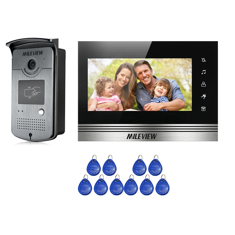 

FREE SHIPPING NEW 7" Touch Screen Video Intercom Door Phone System 1 Monitor + Waterproof RFID Reader Doorbell Camera Wholesale