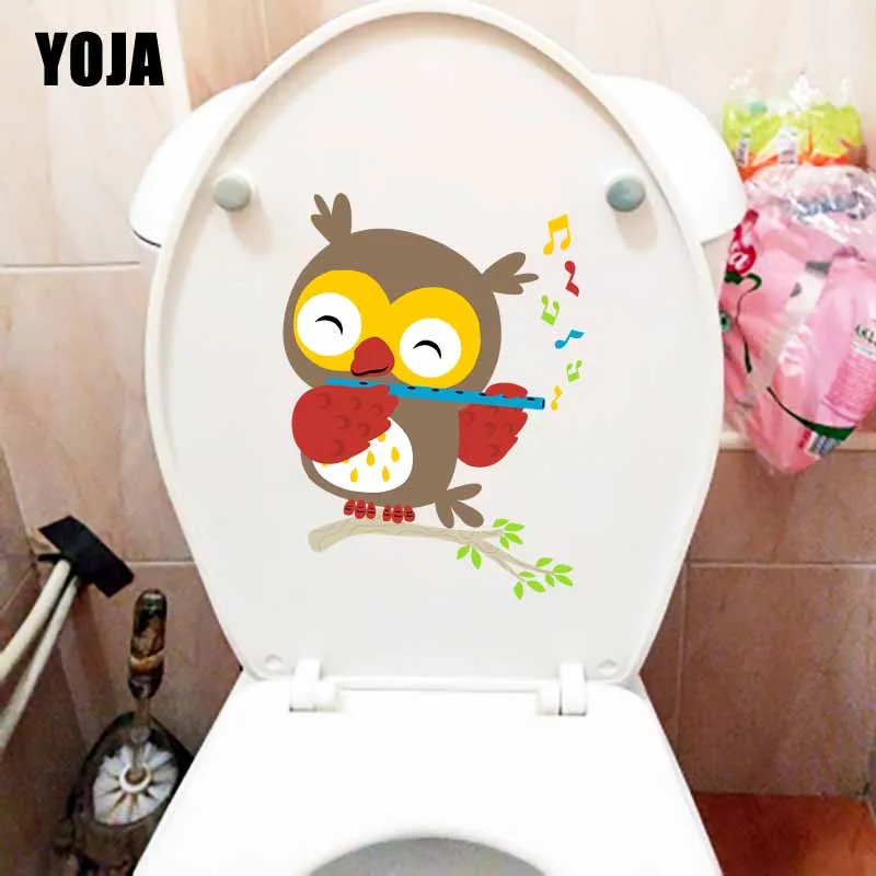 YOJA 16 8X20 9 см WC Туалет стикер сова игра флейта шаблон Настенная Наклейка