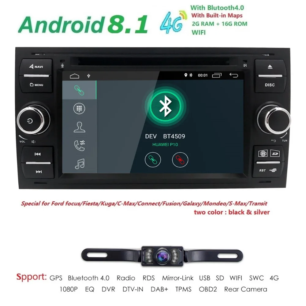 

AutoRadio car radio gps Android 8.1 Car dvd player For ford focus 2 Mondeo S C Max Fiesta Galaxy Navigation steering wheel WIFI