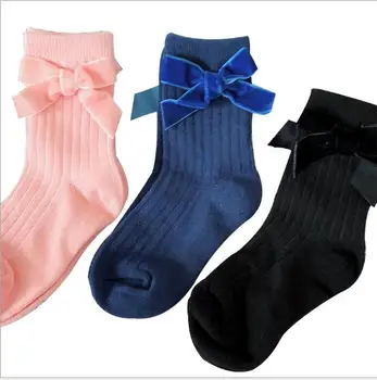 Girls Bow Socks New Autumn Winter Child Candy Color Princess Lace Cotton Sweet Kids Children Socks 1
