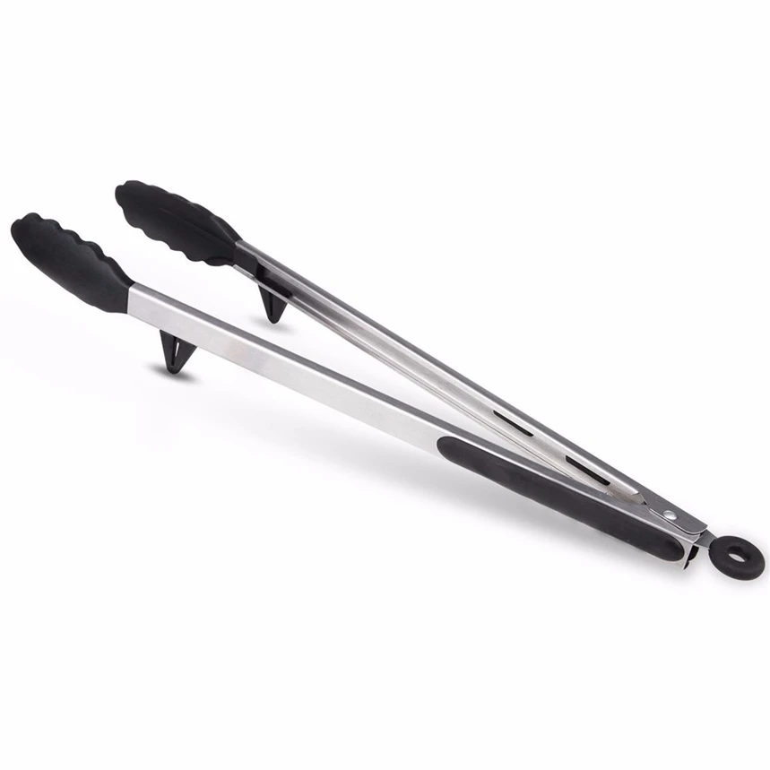 New Arrive 9 Inch Kitchen Tongs Heat Resistant Cooking Tongs With