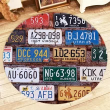 Ретро Старый номерной знак, круглые коврики и ковры для маленьких детей, домашние, для гостиной, большие, мягкие, для спальни, Нескользящие, для пола, двери, коврики для йоги