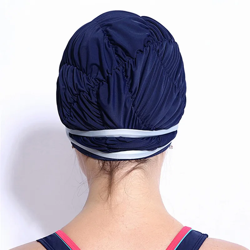 Swimming Caps Long Hair Swim Cap Pleated Cloth Fabric Bathing Hats Lycra Beanie Hat for Adult Men Women Swimming Caps Long Hair Swim Cap Pleated Cloth Fabric Bathing Hats Lycra Beanie Hat for Adult Men Women