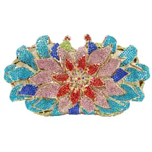 Neueste rose blume form strass Clutch Abendtasche Luxus Kristall diamante Handtasche für hochzeit geldbörse handtasche SC172