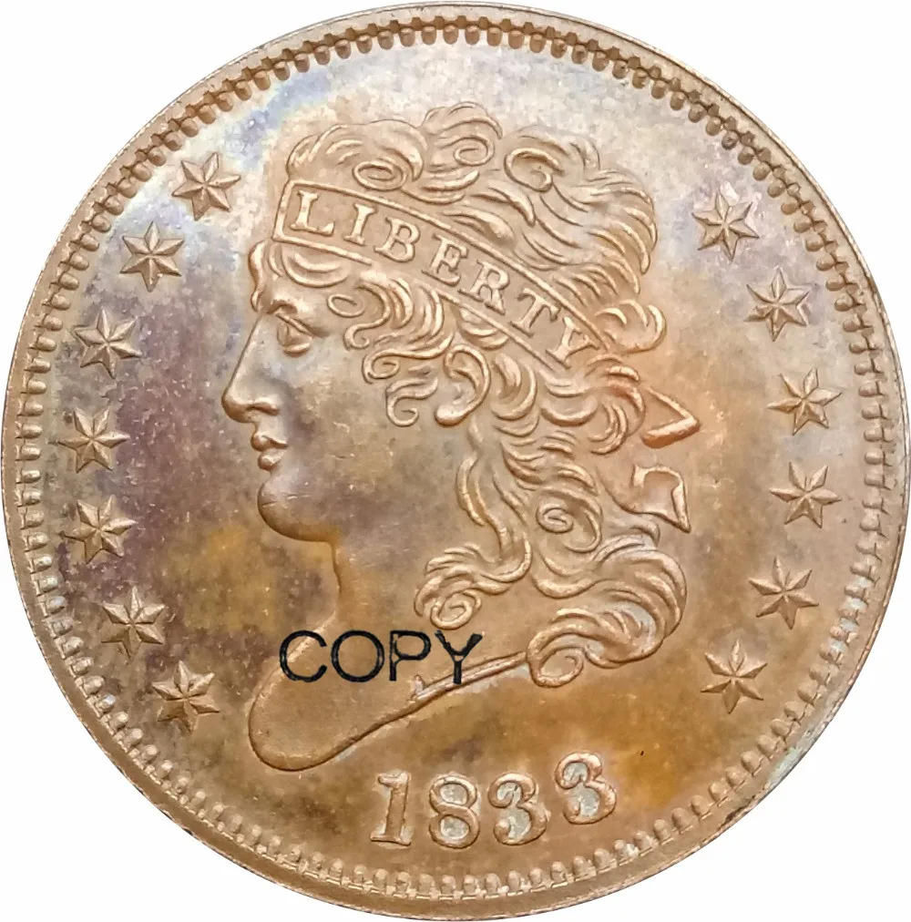 1833 Соединенные Штаты 1/2 Cent Классическая головка пол-цента красная медь копия