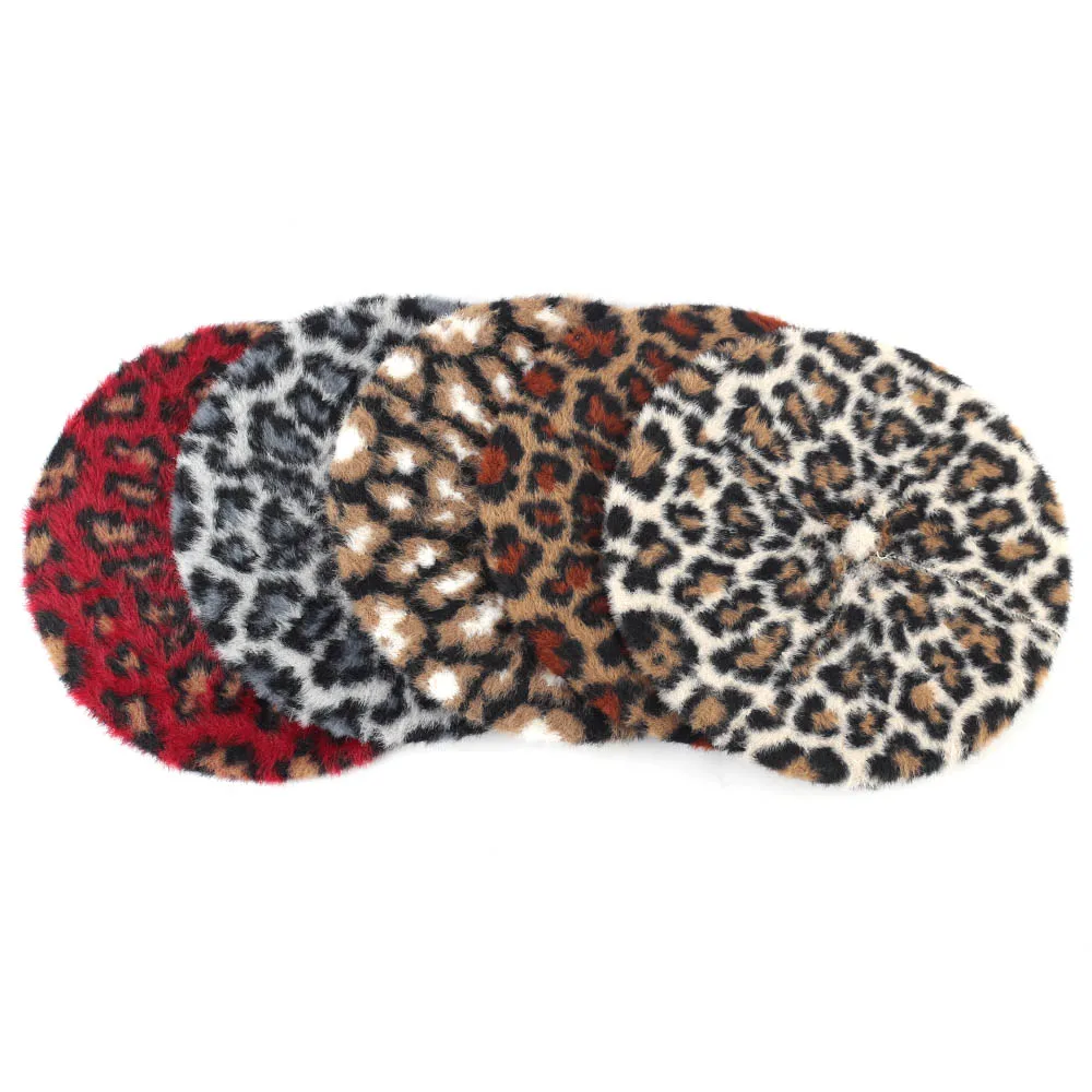 Geebro женский леопардовый берет, шапка, зимний теплый вязаный кашемировый Французский Берет для художника, женский шерстяной берет с принтом, кепка высокого качества