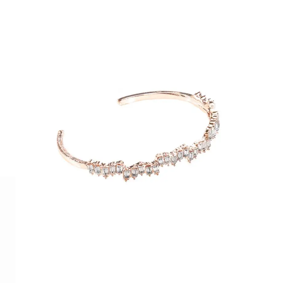 

Rose Gold Crystal Charm Romantic Open Cuff Bangles Bracelet Set for Women Adjustable Bangle Wedding Party New Fashion Jewelry