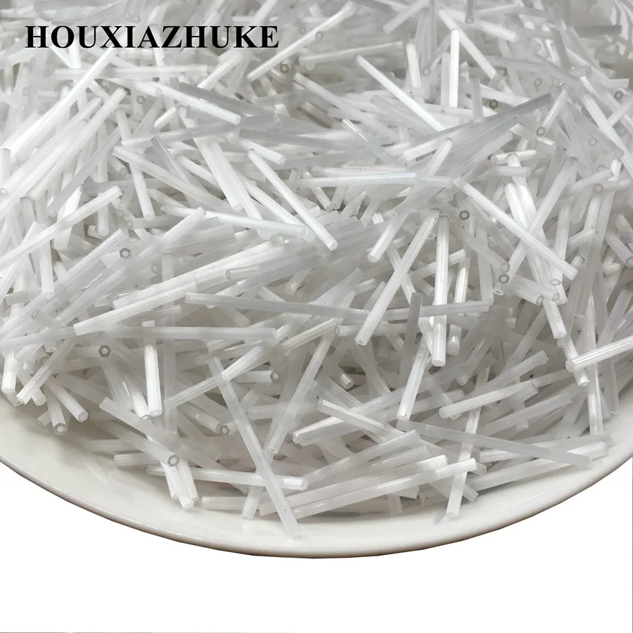

30 mm long 2 mm in diameter silky white glass hexagon bugle seed beads for sewing garment decoration
