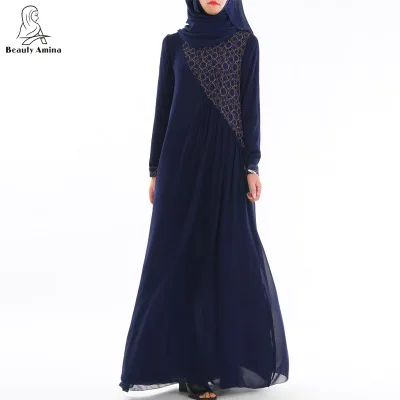 Новое цветное Двухслойное шифоновое мусульманское женское платье с длинным рукавом jubah - Цвет: B