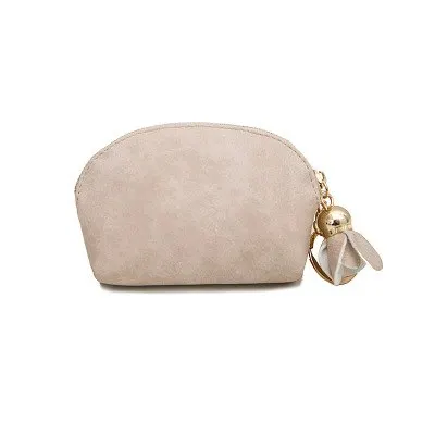 Aisputent женская сумка для монет с цветком, держатель для ключей, сумка для денег, сумка для мелочи, женские портативные кошельки, розовый цвет - Цвет: beige