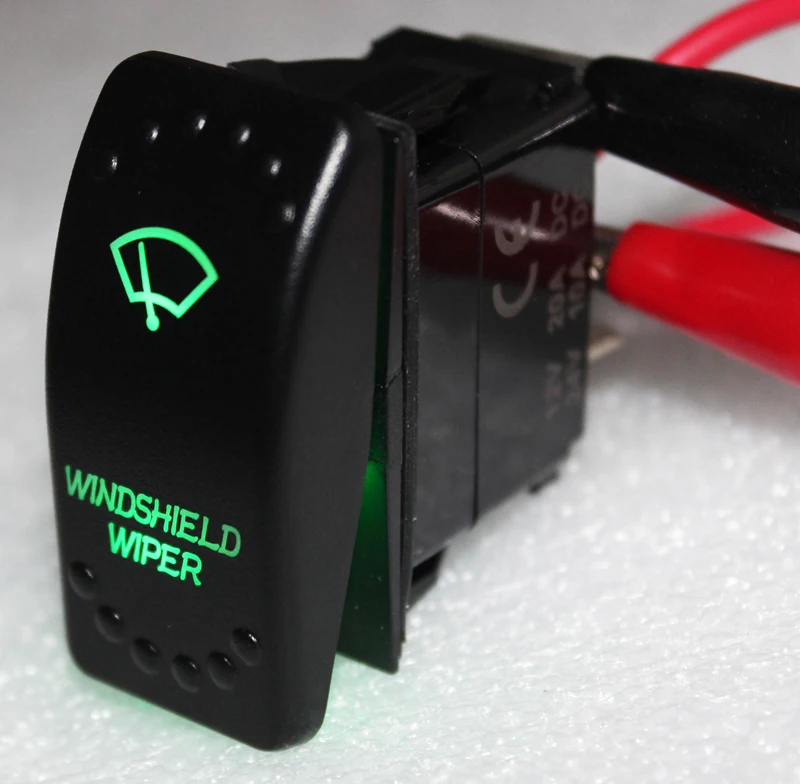 Green Led 7 Pins ON OFF ON WINDSHIELD WIPER Rocker Switch for ARB