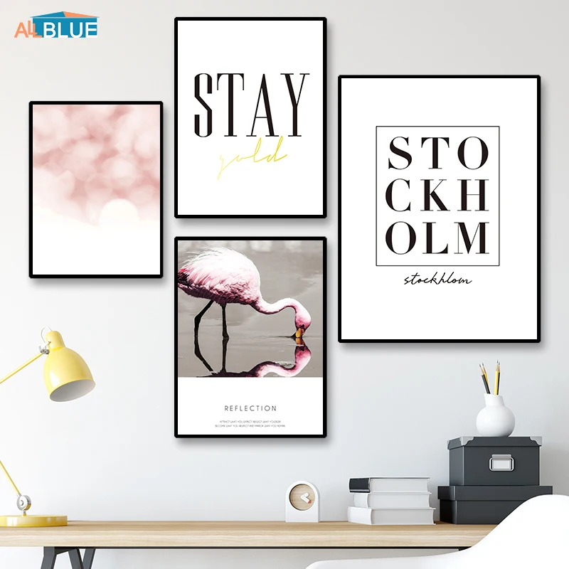 

Canvas Print Sea Landscape Quote Wall Art Canvas Painting Nordic Posters And Prints Flamingo Decorative Pictures For Living Room