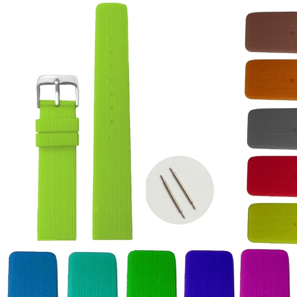 

20mm Neon Green Color Silicone Jelly Rubber Unisex Watch Band Straps WB1071G20JB