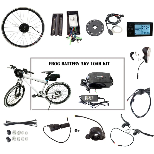 Cheap JS 350W 36V 10AH Battery LCD Display Whole Electric Bike Conversion Kit Brushless No-gear Hub Motor Throttle Refit Cycling Kit