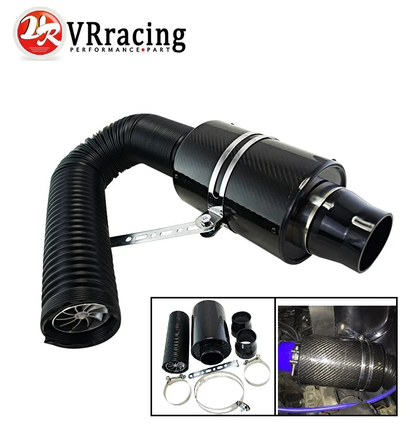 VR RACING Air Intake With Fan Universal Racing Carbon Fiber Cold Feed